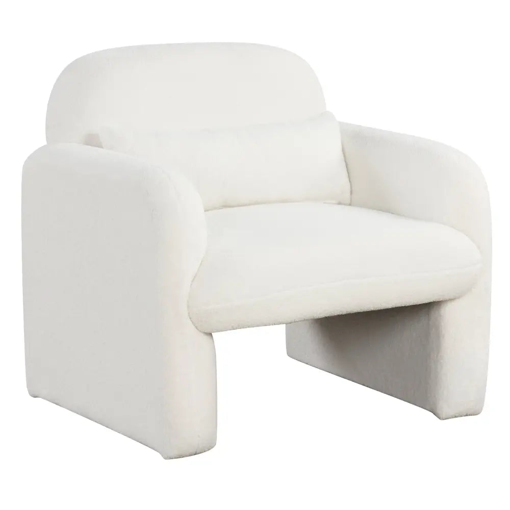 Modern Accent Chair with Waist Pillow and Armrests for Living Room Bedroom-Beige - Beige - Accent Chairs