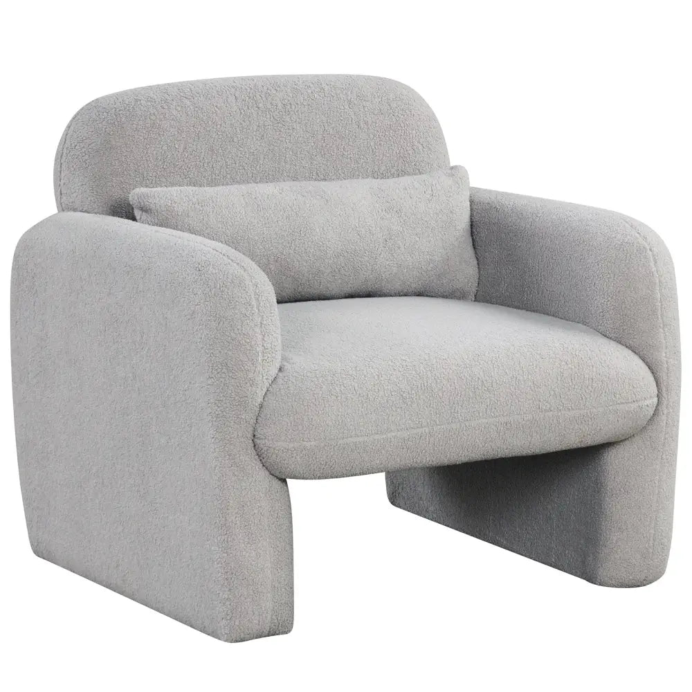 Modern Accent Chair with Waist Pillow and Armrests for Living Room Bedroom-Gray - Gray - Accent Chairs