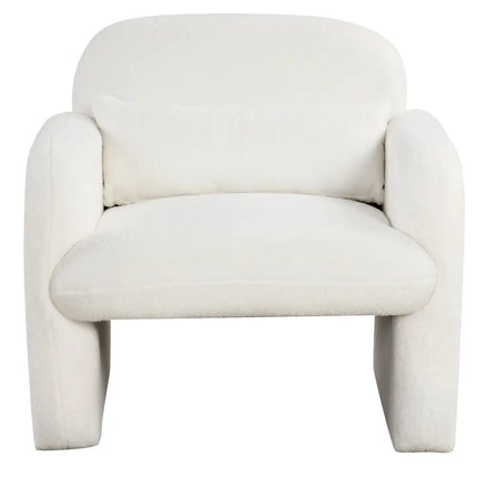 Modern Accent Chair with Waist Pillow and Armrests for Living Room Bedroom-Beige - Beige - Accent Chairs