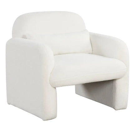 Modern Accent Chair with Waist Pillow and Armrests for Living Room Bedroom-Beige - Beige - Accent Chairs