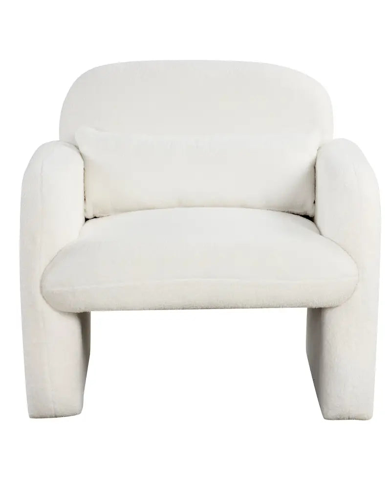 Modern Accent Chair with Waist Pillow and Armrests for Living Room Bedroom-Beige - Beige - Accent Chairs