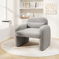 Modern Accent Chair with Waist Pillow and Armrests for Living Room Bedroom-Gray - Gray - Accent Chairs