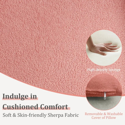 Modern Accent Chair with Waist Pillow and Armrests for Living Room Bedroom-Pink - Pink - Accent Chairs