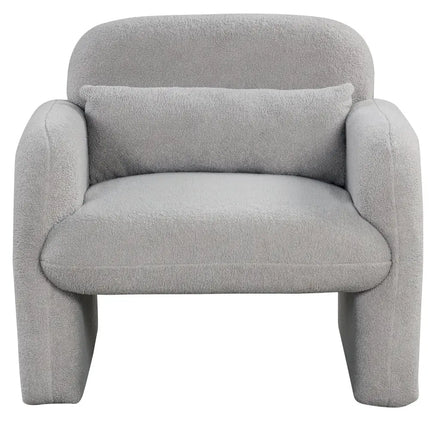 Modern Accent Chair with Waist Pillow and Armrests for Living Room Bedroom-Gray - Gray - Accent Chairs