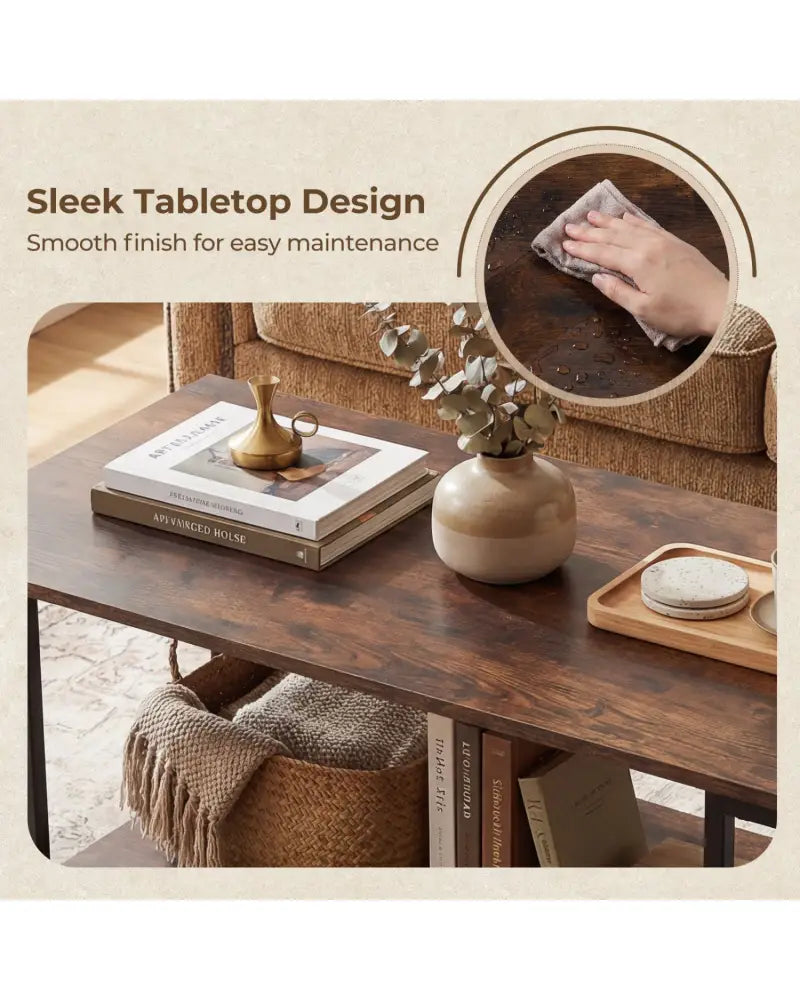 Modern Accent Table with Open Storage Shelf for Apartment and Lounge-Rustic Brown - Rustic Brown - Coffee Tables