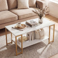 Modern Accent Table with Open Storage Shelf for Apartment and Lounge-White - White - Coffee Tables