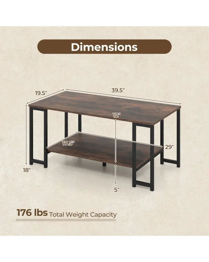 Modern Accent Table with Open Storage Shelf for Apartment and Lounge-Rustic Brown - Rustic Brown - Coffee Tables