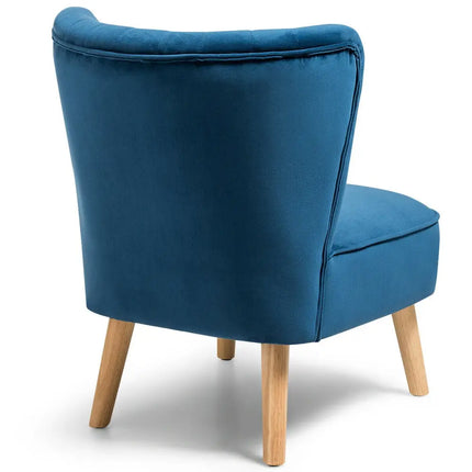 Modern Armless Velvet Accent Chair with Wood Legs-Blue - Blue - Accent Chairs