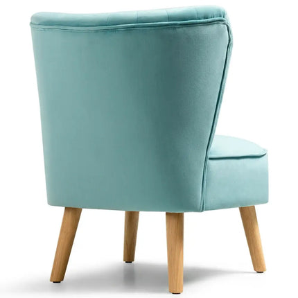 Modern Armless Velvet Accent Chair with Wood Legs-Green - Green - Accent Chairs