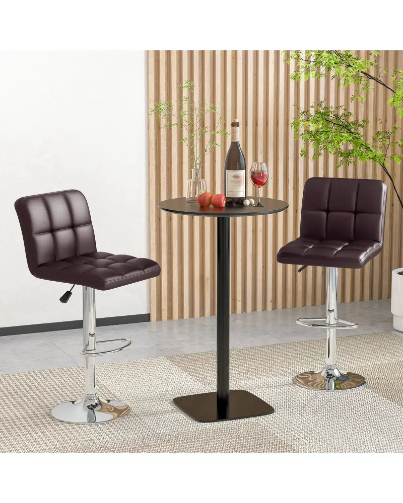 Modern Bat Stools Set of 2 with Back and Heavy-duty Metal Base and Footrest-Brown - Brown - Bar Stools