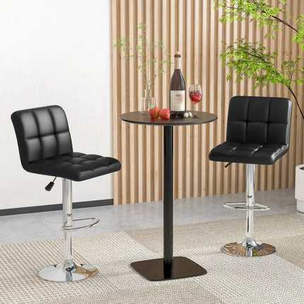 Modern Bat Stools Set of 2 with Back and Heavy-duty Metal Base and Footrest-Black - Black - Bar Stools