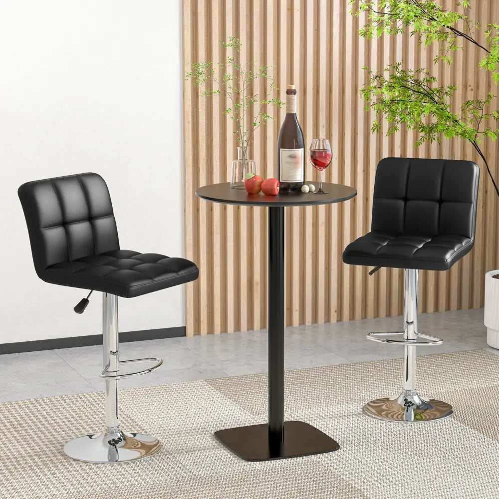 Modern Bat Stools Set of 2 with Back and Heavy-duty Metal Base and Footrest-Black - Black - Bar Stools