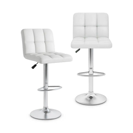 Modern Bat Stools Set of 2 with Back and Heavy-duty Metal Base and Footrest-White - White - Bar Stools