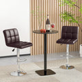 Modern Bat Stools Set of 2 with Back and Heavy-duty Metal Base and Footrest-Brown - Brown - Bar Stools