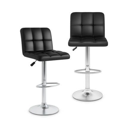 Modern Bat Stools Set of 2 with Back and Heavy-duty Metal Base and Footrest-Black - Black - Bar Stools