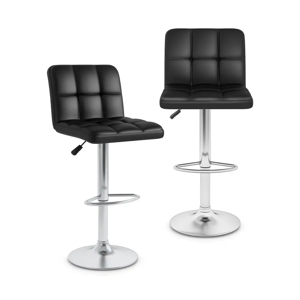 Modern Bat Stools Set of 2 with Back and Heavy-duty Metal Base and Footrest-Black - Black - Bar Stools