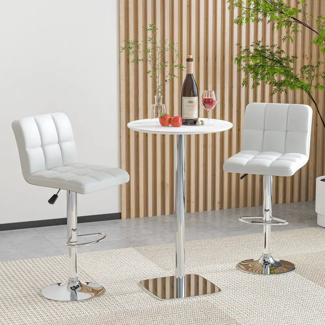 Modern Bat Stools Set of 2 with Back and Heavy-duty Metal Base and Footrest-White - White - Bar Stools