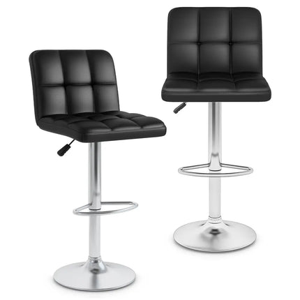 Modern Bat Stools Set of 2 with Back and Heavy-duty Metal Base and Footrest-Black - Black - Bar Stools