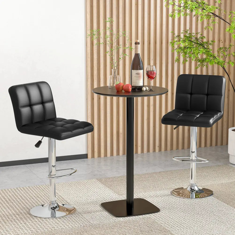 Modern Bat Stools Set of 2 with Back and Heavy-duty Metal Base and Footrest-Black - Black - Bar Stools