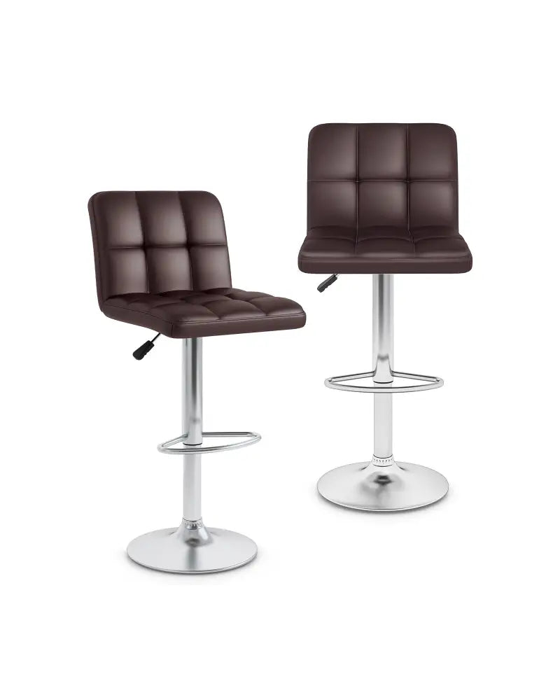 Modern Bat Stools Set of 2 with Back and Heavy-duty Metal Base and Footrest-Brown - Brown - Bar Stools