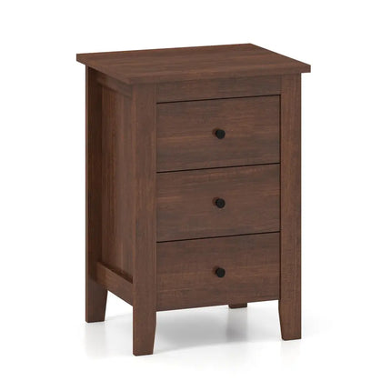 Modern Bedside Cabinet with 3 Drawers for Living Room and Bedroom-Walnut - Walnut - Bedroom