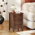 Modern Bedside Cabinet with 3 Drawers for Living Room and Bedroom-Walnut - Walnut - Bedroom