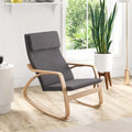 Modern Bentwood Rocking Chair Fabric Upholstered Relax Rocker Lounge Chair-Gray - Gray - Recliners
