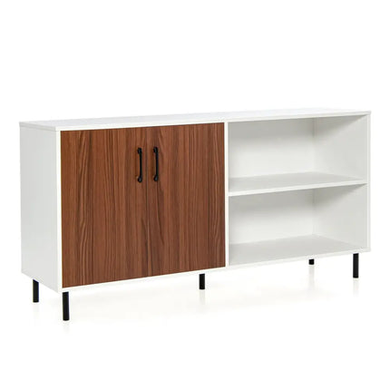 Modern Buffet Sideboard with 2 Doors and Open Compartments-Walnut - Walnut - Sideboards Cabinets & Buffets