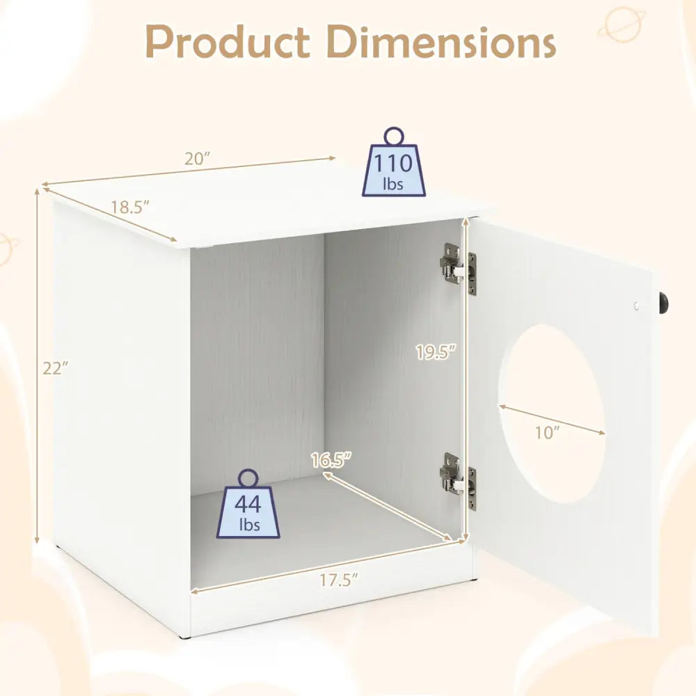 Modern Cat Litter Box Enclosure for Small to Large Cats-White - White - Cat Houses