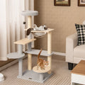 Modern Cat Tree 44 Inch Multi-level Cat Tower with Removable Padded Top Perch-Natural - Natural - Cat Trees Condos &