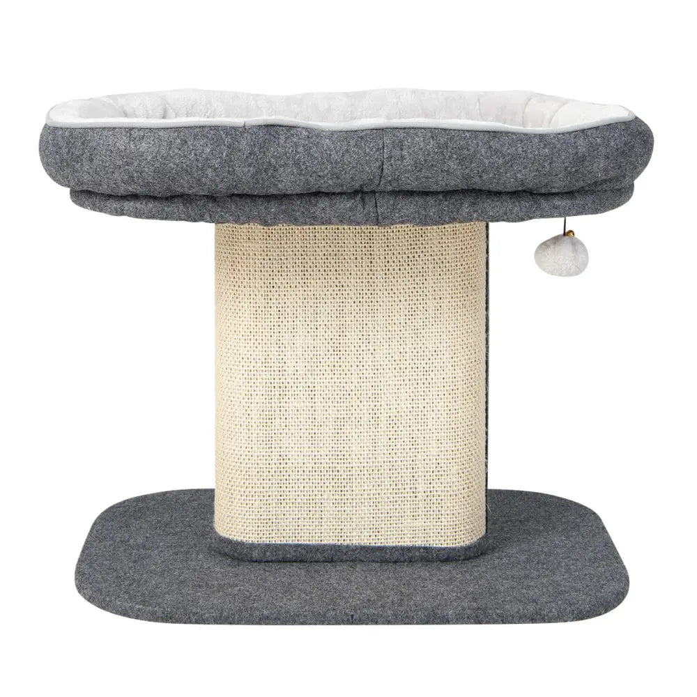 Modern Cat Tree Tower with Large Plush Perch and Sisal Scratching Plate-Gray - Gray - Cat Trees Condos & Scratchers