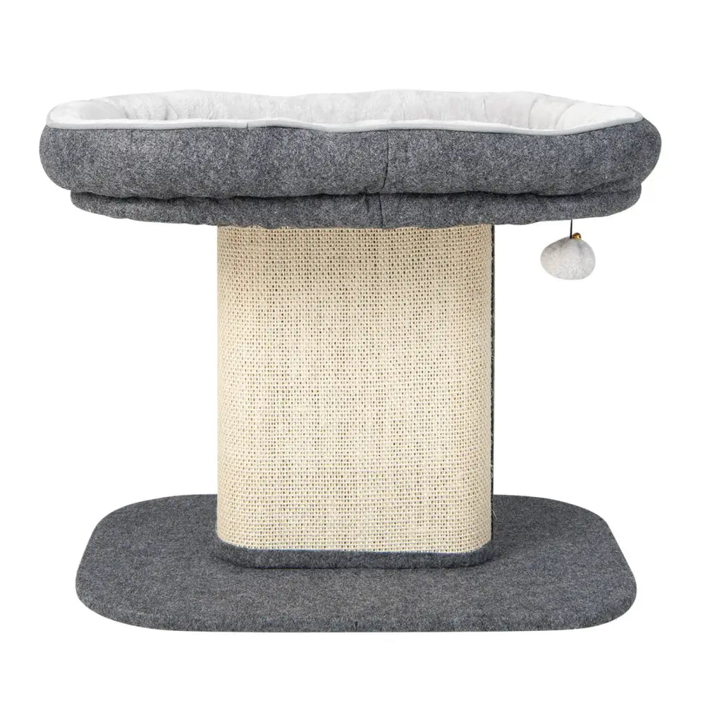 Modern Cat Tree Tower with Large Plush Perch and Sisal Scratching Plate-Gray - Gray - Cat Trees Condos & Scratchers