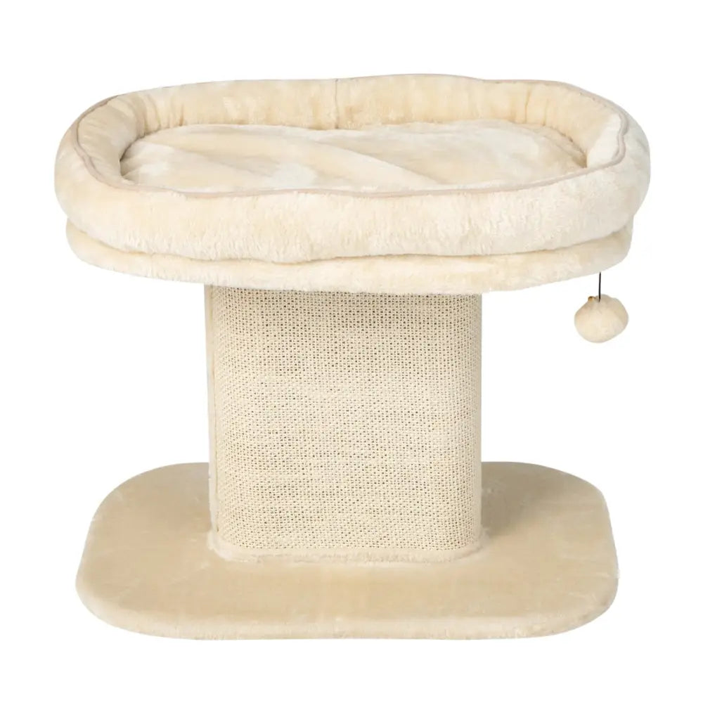 Modern Cat Tree Tower with Large Plush Perch and Sisal Scratching Plate-Beige - Beige - Cat Trees Condos & Scratchers