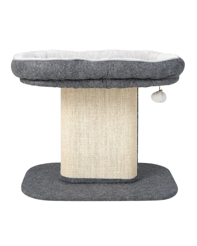 Modern Cat Tree Tower with Large Plush Perch and Sisal Scratching Plate-Gray - Gray - Cat Trees Condos & Scratchers