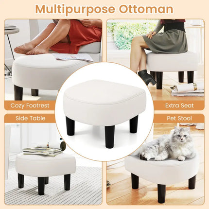 Modern Club Swivel Accent Chair with Ottoman Footrest Curved Backrest-Beige - Cream White - Accent Chairs