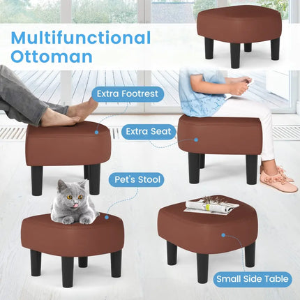 Modern Club Swivel Accent Chair with Ottoman Footrest Curved Backrest-Brown - Brown - Accent Chairs