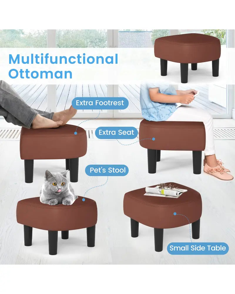 Modern Club Swivel Accent Chair with Ottoman Footrest Curved Backrest-Brown - Brown - Accent Chairs