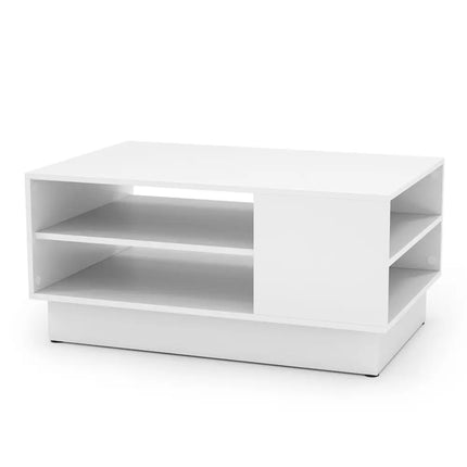 Modern Coffee Table with 2-Tier Open Storage Shelves-White - White - Coffee Tables