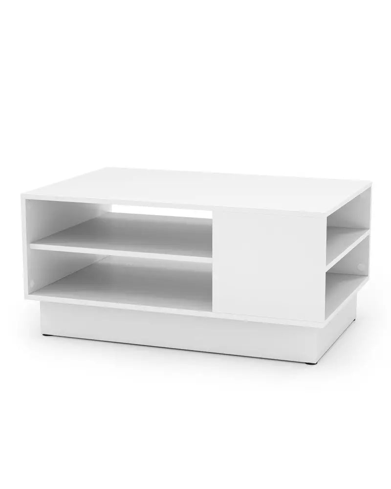 Modern Coffee Table with 2-Tier Open Storage Shelves-White - White - Coffee Tables