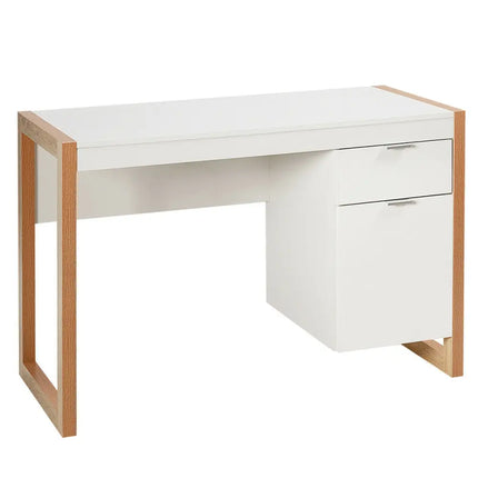 Modern Computer Desk Study Table Writing Workstation with Cabinet and Drawer-White - White - Writing Desks