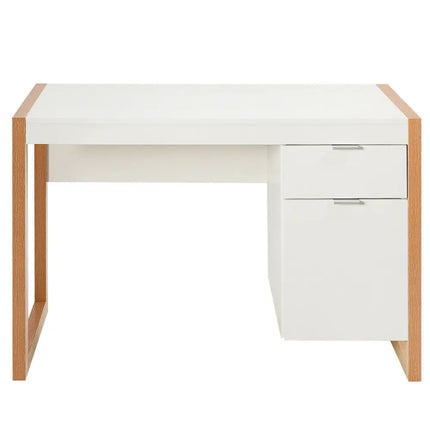 Modern Computer Desk Study Table Writing Workstation with Cabinet and Drawer-White - White - Writing Desks