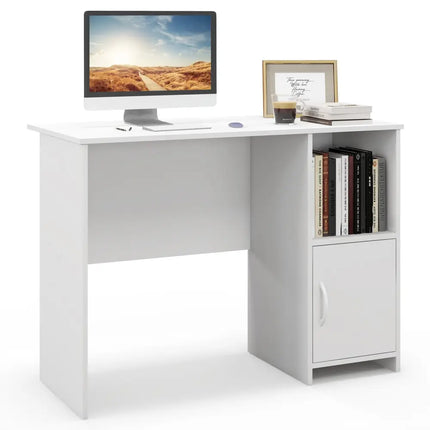 Modern Computer Desk with Cabinet-White - White - Computer Desks