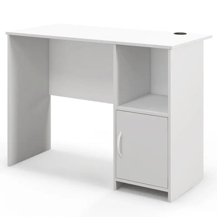 Modern Computer Desk with Cabinet-White - White - Computer Desks