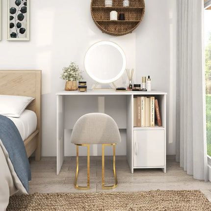 Modern Computer Desk with Cabinet-White - White - Computer Desks