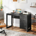 Modern Computer Desk Writing Workstation with Cabinet and Drawer-Black - Black - Writing Desks