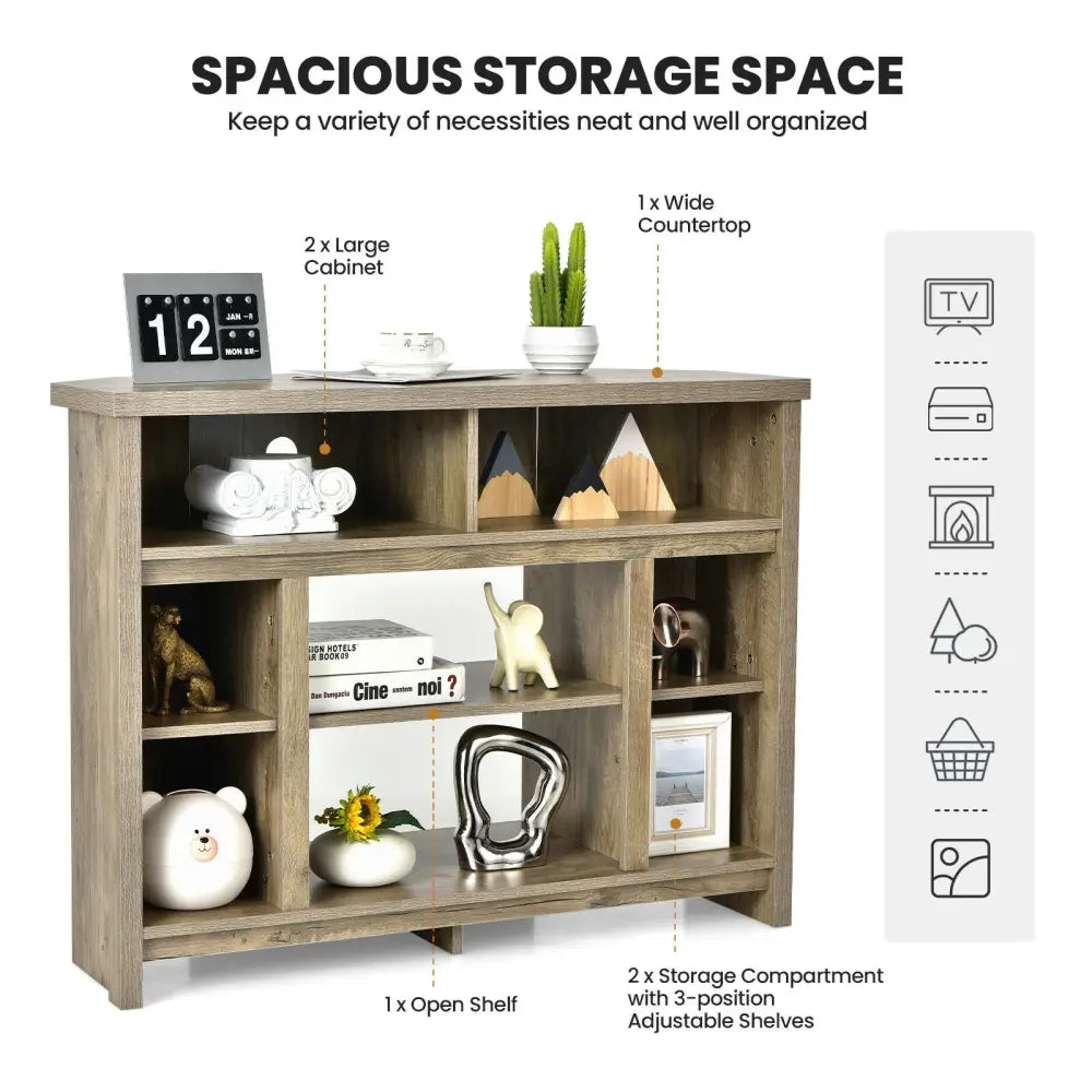 Modern Corner TV Stand with Adjustable Shelves for TVs up to 48 Inch-Natural - Natural - Entertainment Centers & TV