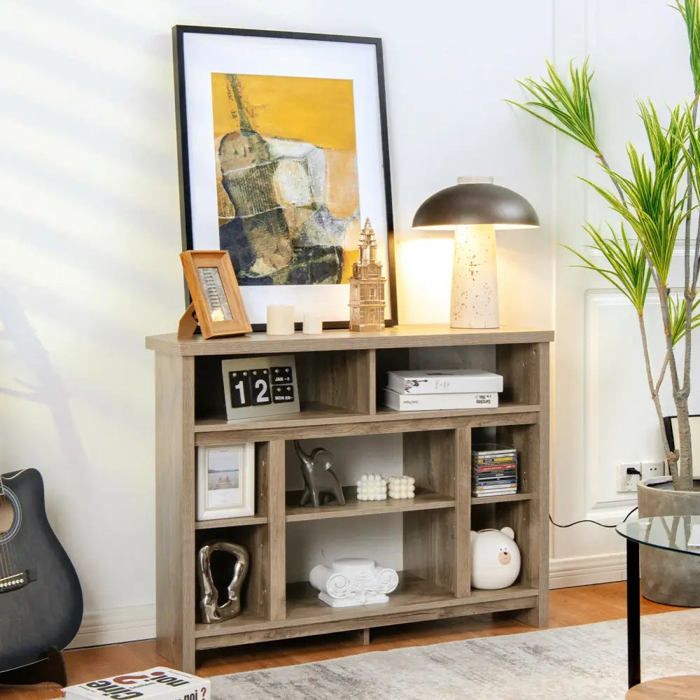 Modern Corner TV Stand with Adjustable Shelves for TVs up to 48 Inch-Natural - Natural - Entertainment Centers & TV