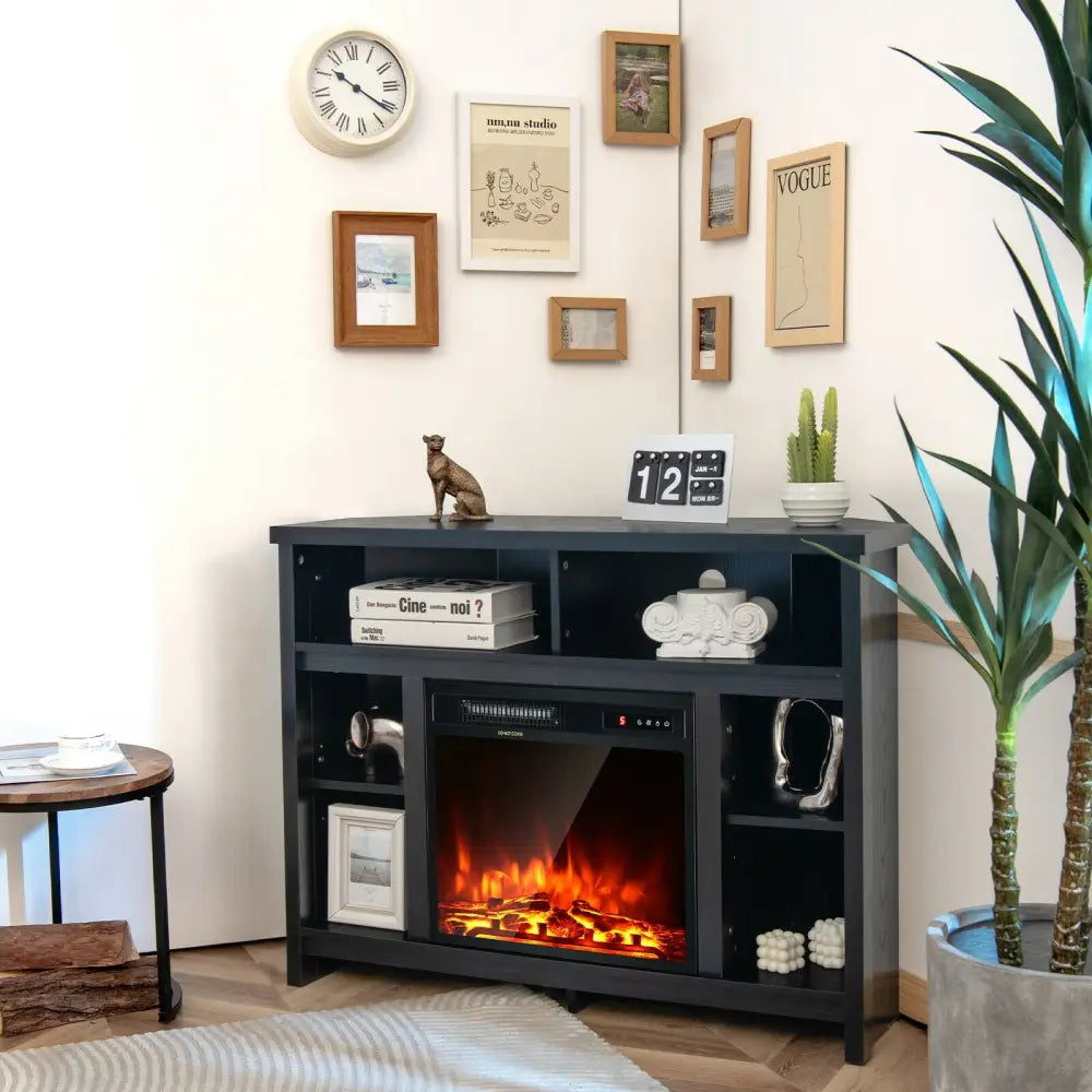 Modern Corner TV Stand with Adjustable Shelves for TVs up to 48 Inch-Black - Black - Entertainment Centers & TV Stands