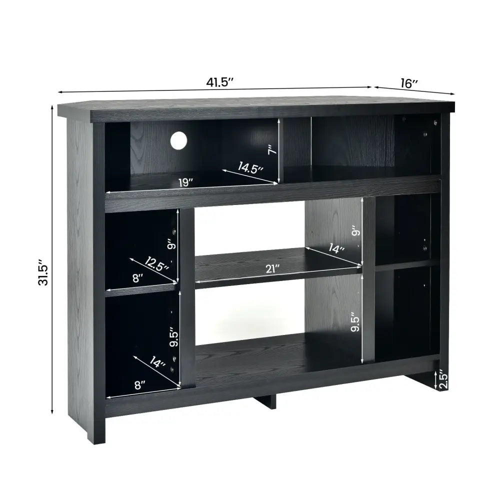 Modern Corner TV Stand with Adjustable Shelves for TVs up to 48 Inch-Black - Black - Entertainment Centers & TV Stands