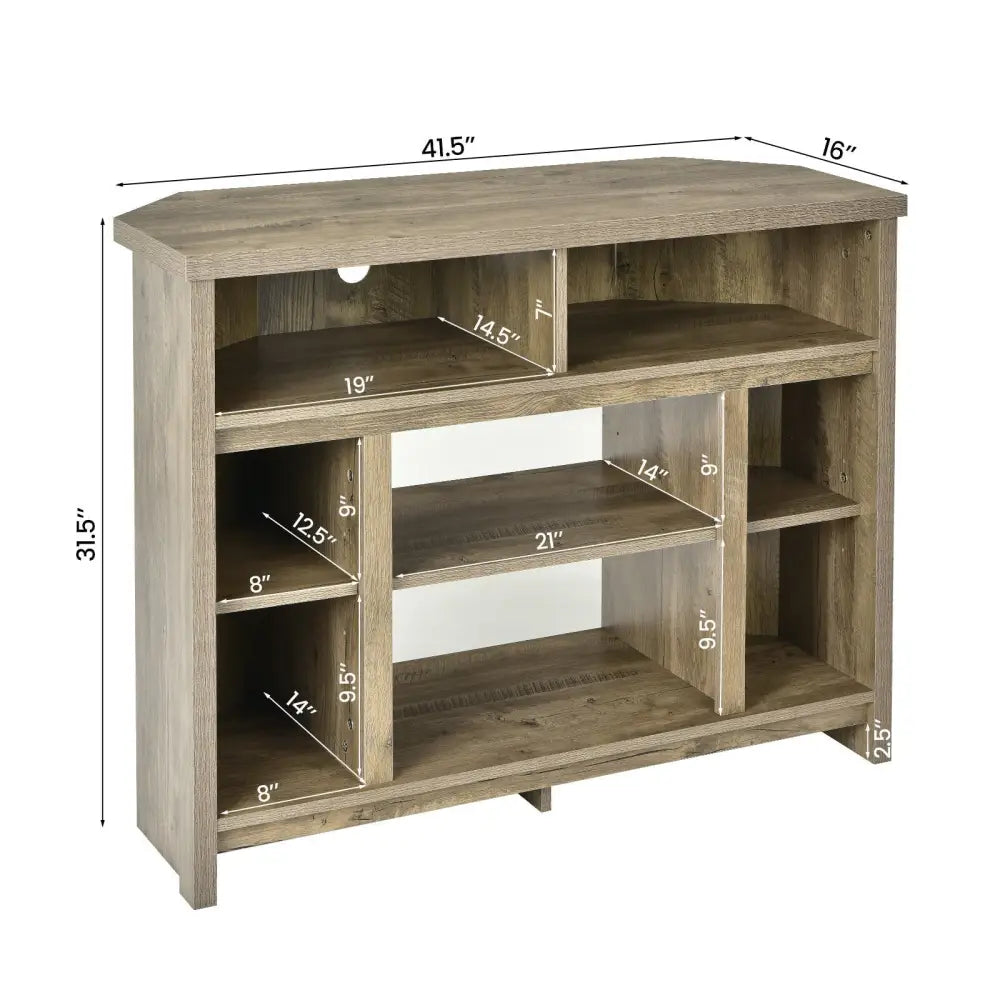 Modern Corner TV Stand with Adjustable Shelves for TVs up to 48 Inch-Natural - Natural - Entertainment Centers & TV